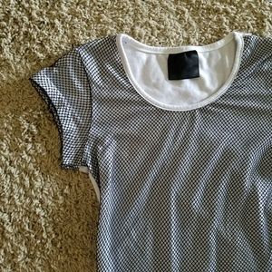 white and black mesh top
